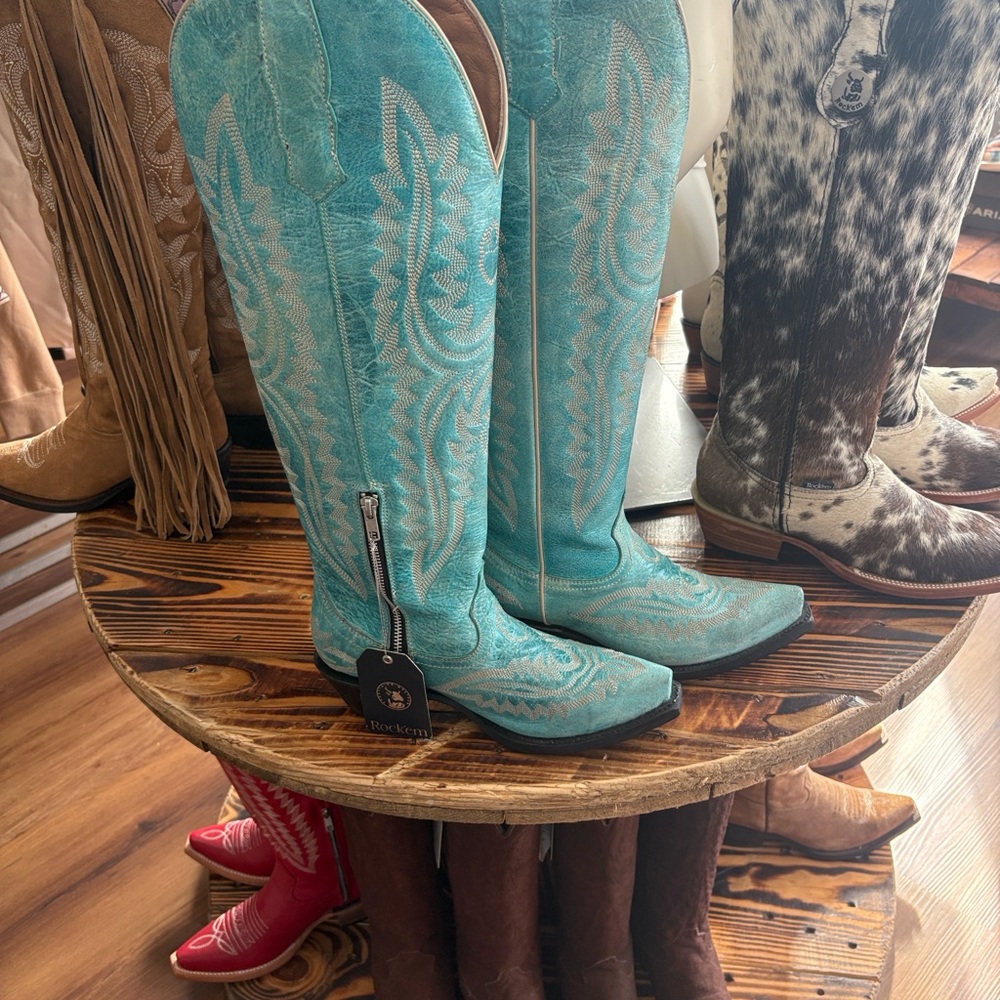 Rock'em Turquoise Western Boots